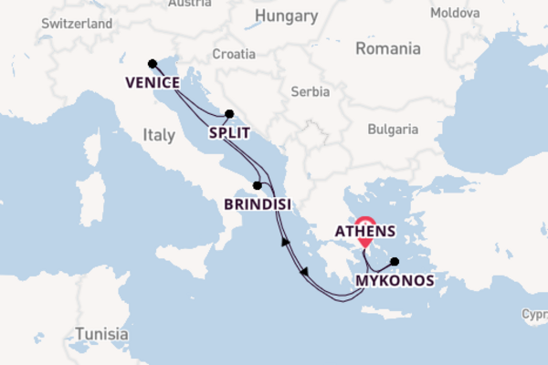 Mykonos, Croatia & Venice From Athens With Stay