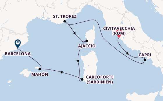 Westliches Mittelmeer ab Civitavecchia (Rom), Italien auf der EXPLORA II