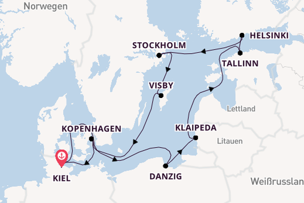 Ostsee ab Kiel, Deutschland auf der Mein Schiff 1