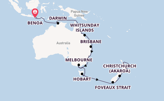 Australia and New Zealand from Bali (Benoa), Indonesia with the Viking Orion
