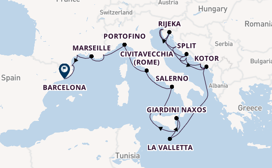 Middellandse Zee vanaf Dubrovnik, Kroatië met de Seabourn Ovation