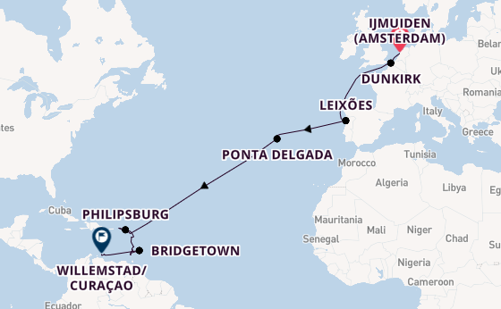 Cruising to Willemstad/Curaçao from Ijmuiden (Amsterdam)