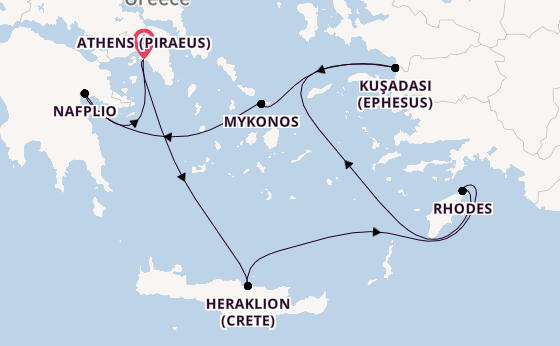 Eastern Mediterranean from Athens (Piraeus), Greece with the Silver Nova