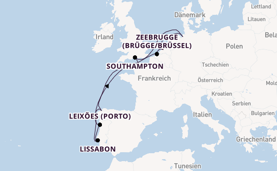 Portugal ab Bremerhaven, Deutschland auf der Mein Schiff 2