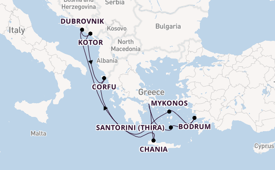 Eastern Mediterranean from Piraeus (Athens), Greece with the Scarlet Lady