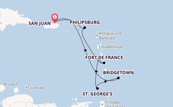 Karibik ab San Juan, Puerto Rico auf der Crown Princess