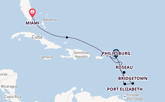 Caribbean from Miami, Florida, USA with the Seabourn Ovation 
