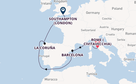 Western Mediterranean from Rome (Civitavecchia), Italy with the Seven Seas Grandeur