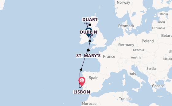 British Isles from Lisbon, Portugal with the Silver Endeavour