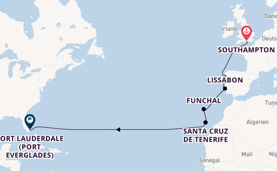 Transatlantik ab Southampton, Großbritannien auf der Sky Princess