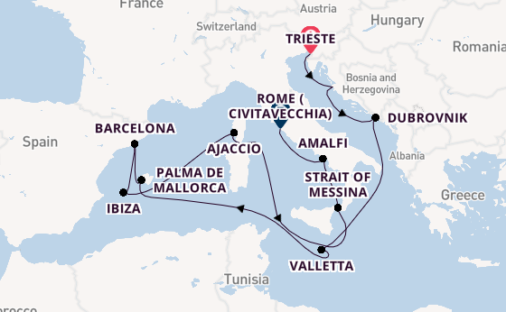 Western Mediterranean from Trieste, Italy with the Queen Victoria