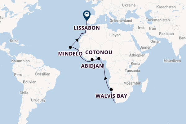 Afrika ab Kapstadt, Südafrika auf der Regatta