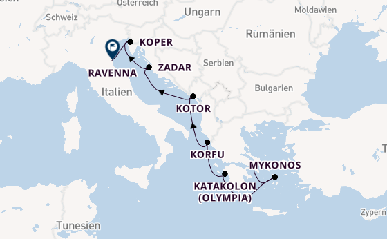 Östliches Mittelmeer ab Piräus (Athen), Griechenland auf der Norwegian Pearl