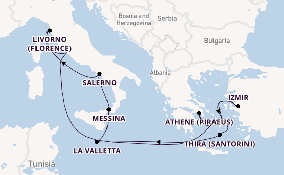Middellandse Zee vanaf Civitavecchia (Rome), Italië met de Norwegian Epic