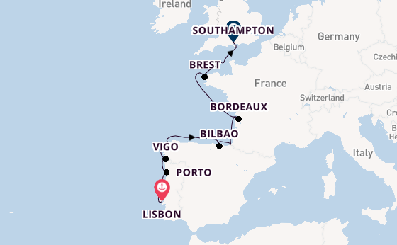 British Isles from Lisbon, Portugal with the Sirena