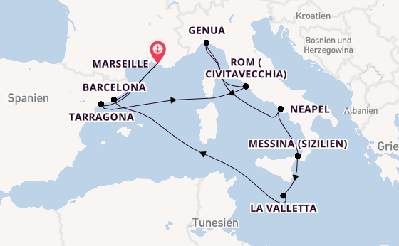 Westliches Mittelmeer ab Marseille, Frankreich auf der MSC Magnifica