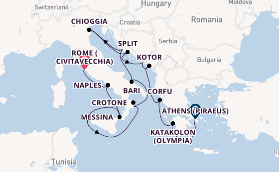 Mediterranean Sea from Rome (Civitavecchia), Italy with the Viking Jupiter