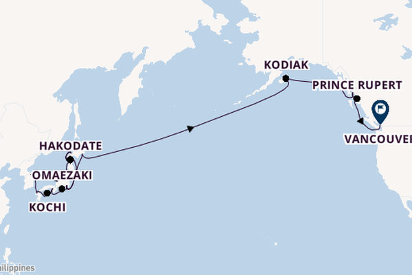 Transpacifisch vanaf Yokohama (Tokio), Japan met de Westerdam