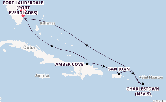 Caribbean from Fort Lauderdale (Port Everglades), Florida, USA with the Island Princess