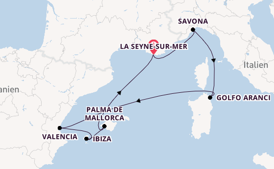 Westliches Mittelmeer ab La Seyne-sur-Mer, France auf der Costa Fascinosa