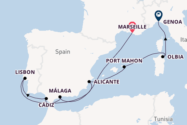 Western Mediterranean from Marseille, France with the MSC Opera