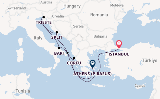 Mediterranean Sea from Istanbul, Turkey with the MSC Seaview