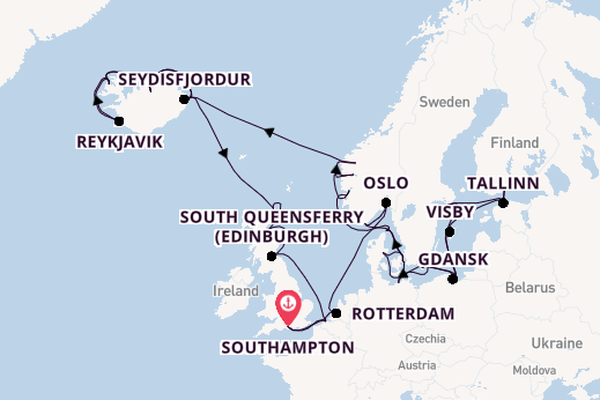 Arctic Ocean from Southampton, England with the Regal Princess