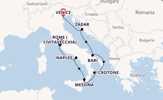 Western Mediterranean from Venice, Italy with the Viking Vela