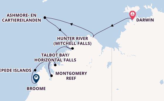 Australië vanaf Darwin, Australië met de Seabourn Pursuit