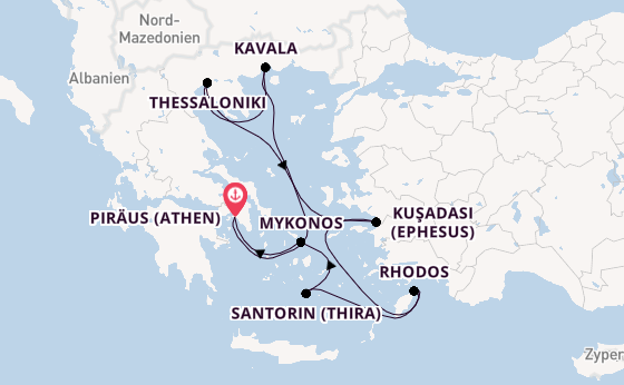 Östliches Mittelmeer ab Piräus (Athen), Griechenland auf der Celebrity Infinity
