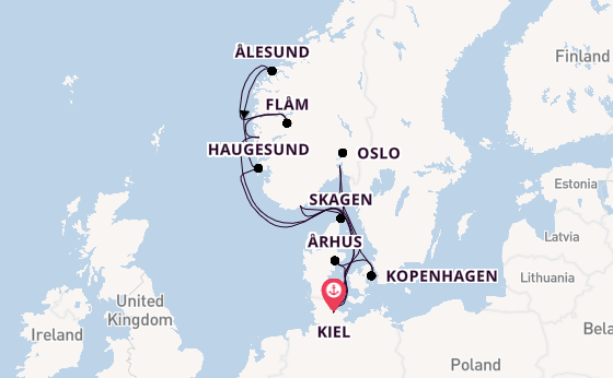 Noorwegen vanaf Kiel, Duitsland met AIDAnova