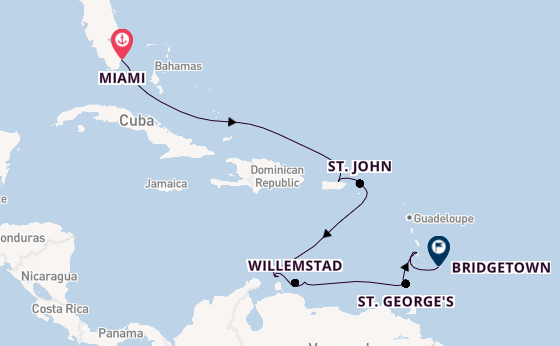Caribbean vanaf Miami, Verenigde Staten met de Silver Spirit