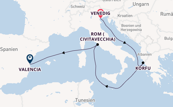 Westliches Mittelmeer ab Venedig, Italien auf der MSC Lirica