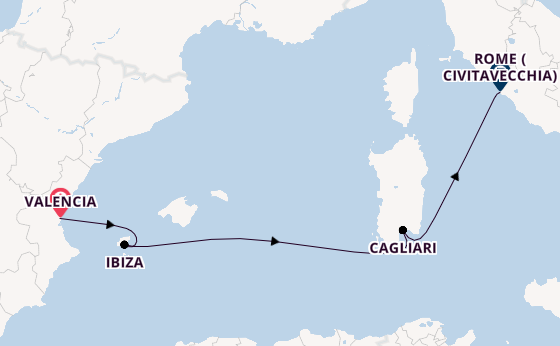 Western Mediterranean from Valencia, Spain with the MSC Musica