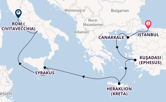 Mittelmeer ab Istanbul, Türkei auf der Explora V