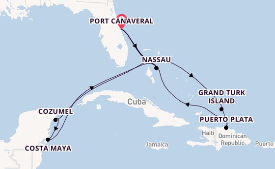 Caribbean from Port Canaveral, Florida, USA with the MSC World Atlantic