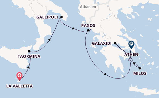 Mittelmeer ab La Valletta, Malta auf der Le Dumont-d'Urville