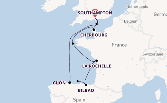 British Isles from Southampton, England with the Queen Anne