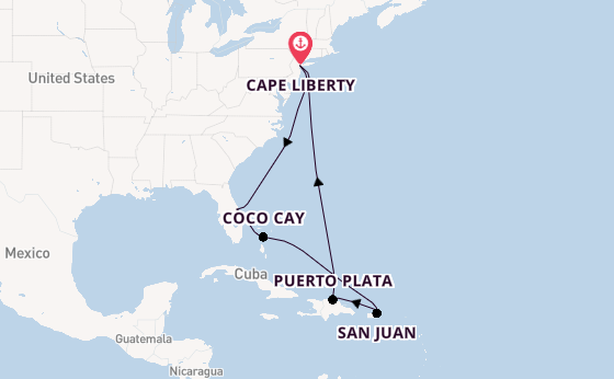 Caribbean vanaf Cape Liberty, New Jersey met de Oasis of the Seas®