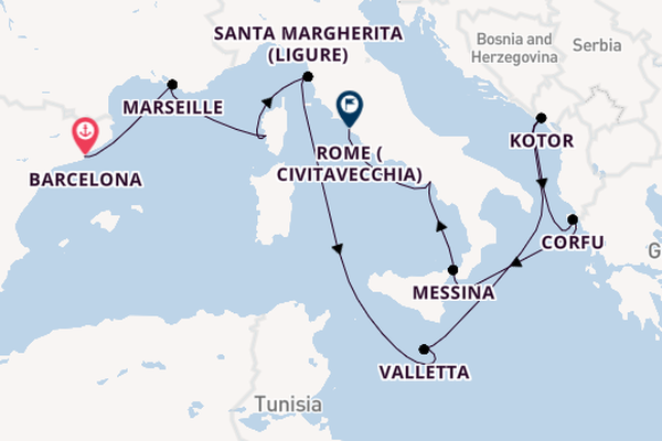 Western Mediterranean from Barcelona, Spain with the Enchanted Princess