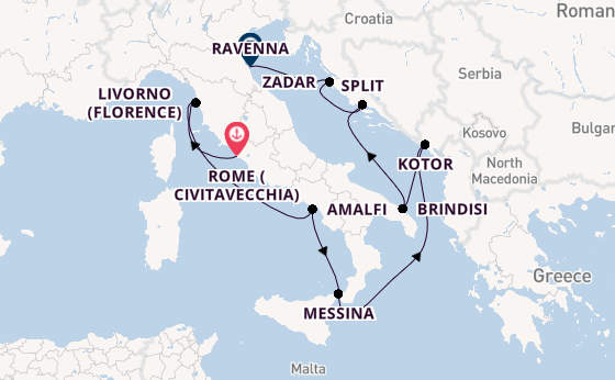 Mediterranean Sea from Rome (Civitavecchia), Italy with the Celebrity Constellation