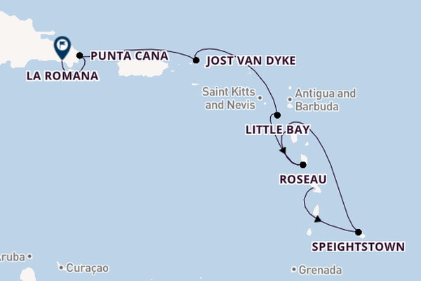 Caribbean vanaf Fort de France, Martinique met de Le Champlain