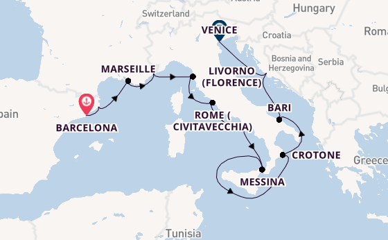 Western Mediterranean from Barcelona, Spain with the Viking Mars
