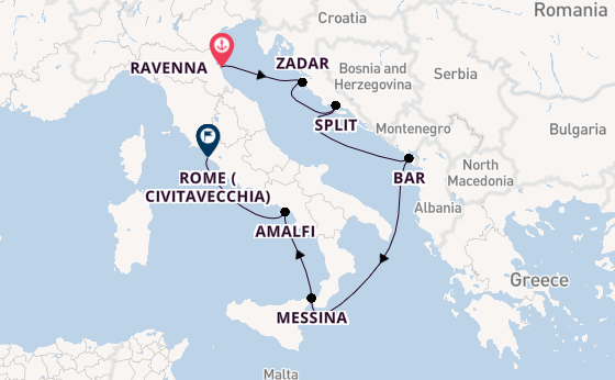 Mediterranean Sea from Ravenna, Italy with the Explorer of the Seas