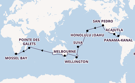 Weltreise ab Fort Lauderdale (Port Everglades), USA auf der Coral Princess