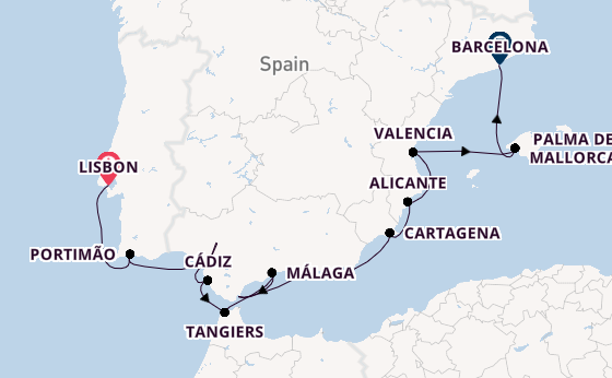 Western Mediterranean from Lisbon, Portugal with the Azamara Journey