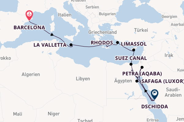 Mittelmeer ab Barcelona, Spanien auf der EXPLORA I