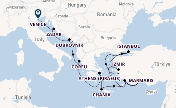 Eastern Mediterranean from Athens (Piraeus), Greece with the Seven Seas Explorer