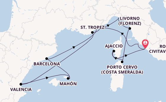 Westliches Mittelmeer ab Civitavecchia (Rom), Italien auf der EXPLORA I