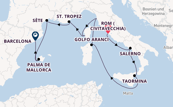 Westliches Mittelmeer ab Civitavecchia (Rom), Italien auf der Nautica